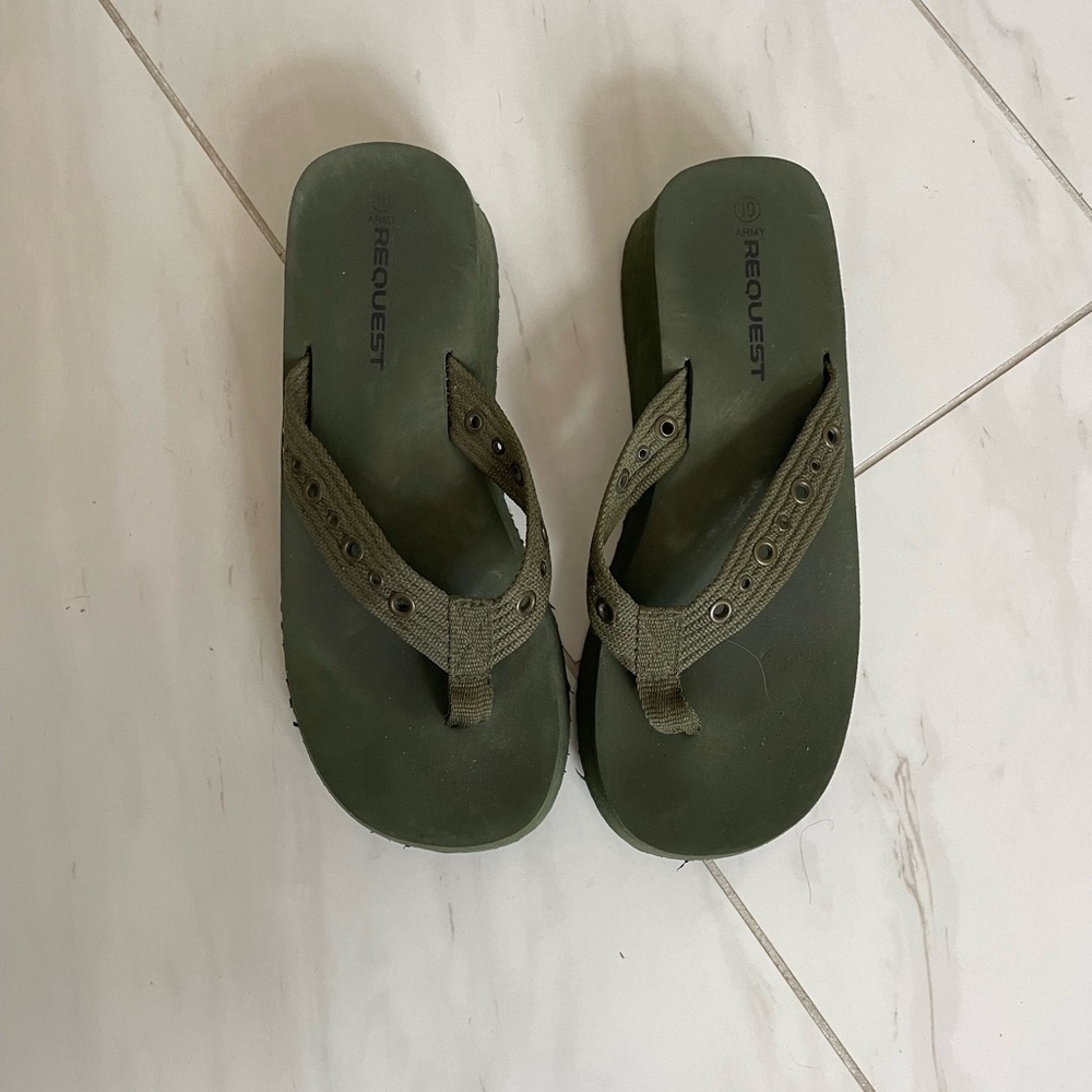 Y2K Army Request Platform Flip Flops